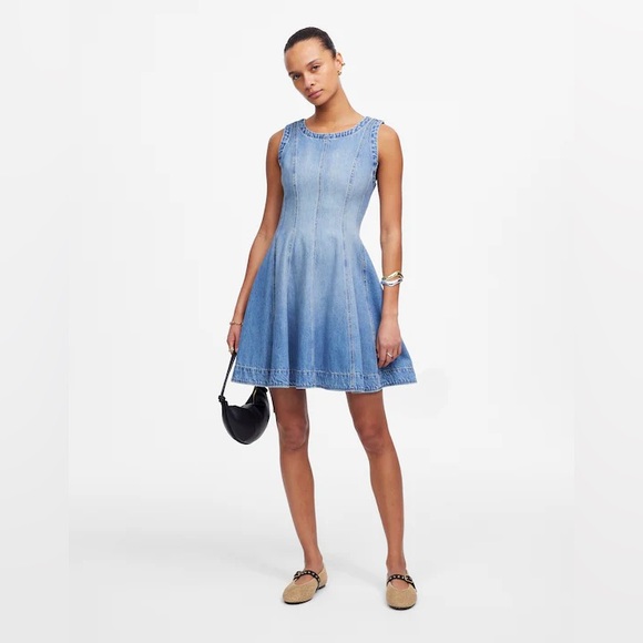Madewell Circle Mini Dress Airy Denim Edition in Ashbury Wash Size XS - Picture 1 of 14